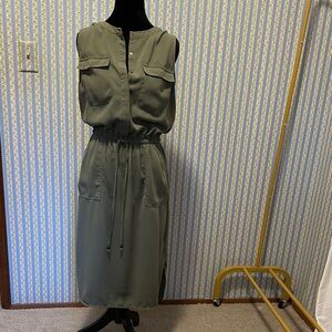 Merona Olive Midi Dress with Waist Tie